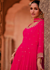 Georgette Pink Colour Wedding Wear Gown